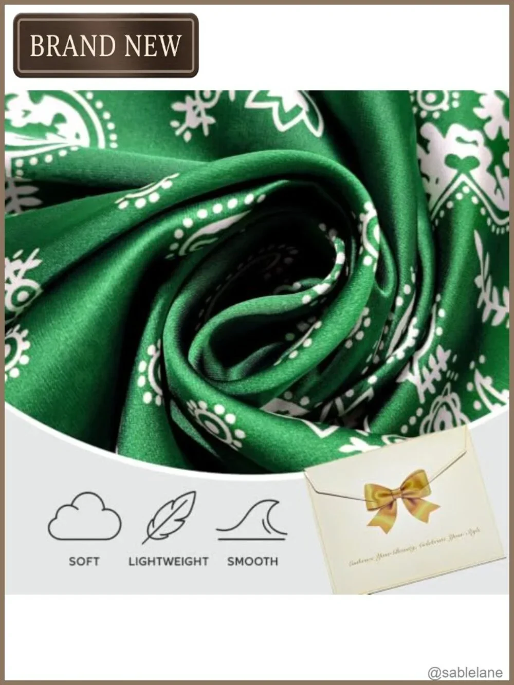 Silk-Like Square Neck Scarf for Women 26x26 Fashion Scarf Hair Wrap